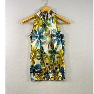 IZ Byer California Floral Halter Top Womens Small Multicolor Excellent Smocked‎